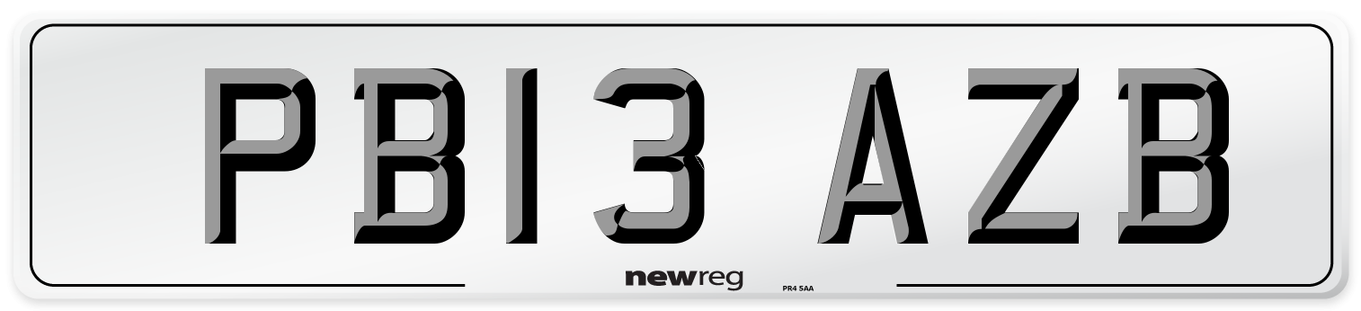 PB13 AZB Number Plate from New Reg
